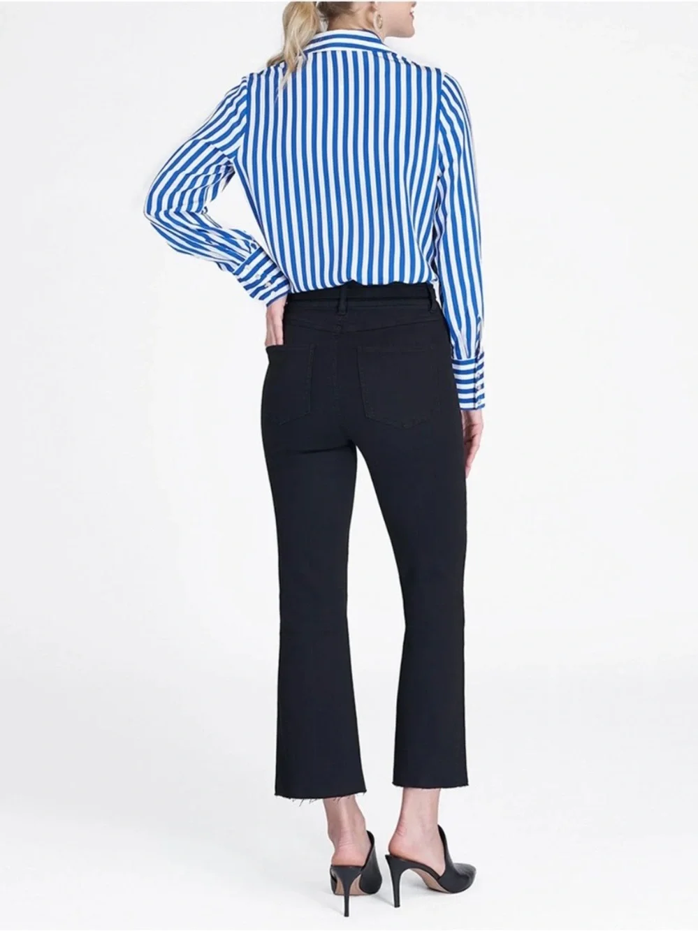 Spanx EveryWear Pull On Kick Flare Jeans Cropped Smooth Tummy High Rise Blk M - Picture 2 of 12